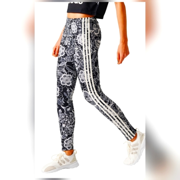 Adidas Flower Pattern Leggings - Picture 1 of 4